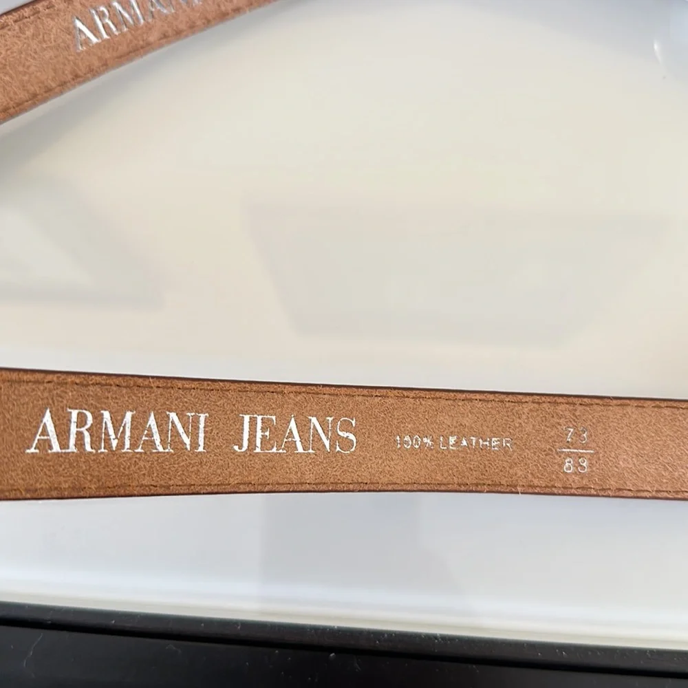 Armani Jeans  Chestnut Genuine Leather Obi Buckle Belt NEW with Tag